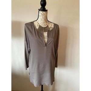 Banana Republic Size L Tan Blouse with Jersey back and sleeves
